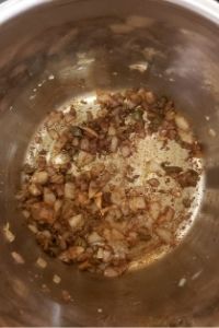 Fried onion and spices in the pot