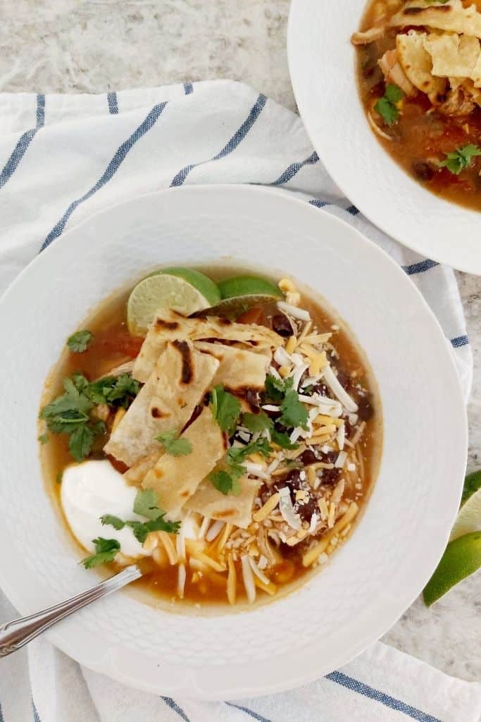 Plated Instant Pot Chicken Tortilla Soup