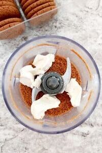 Gingerbread cookie truffle prep work in blender