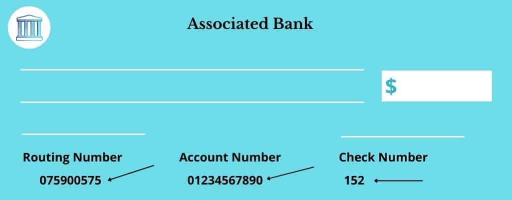 Blank check showing the Associated Bank routing number