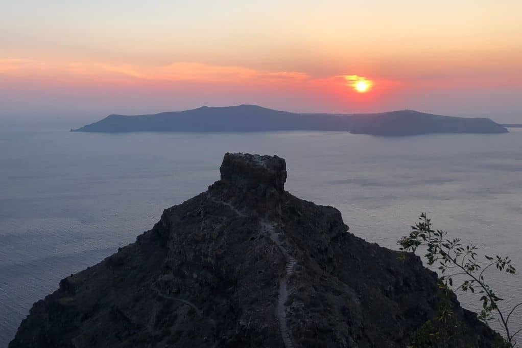 Skaros Rock at sunset