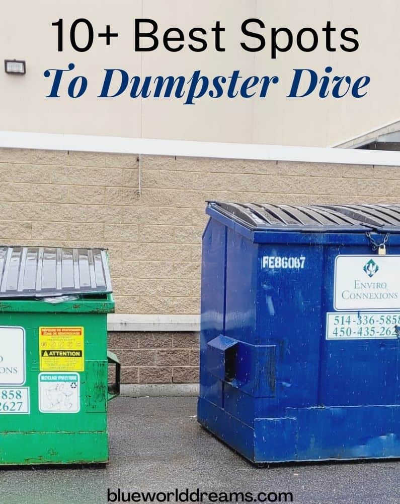 Blue and green dumpsters
