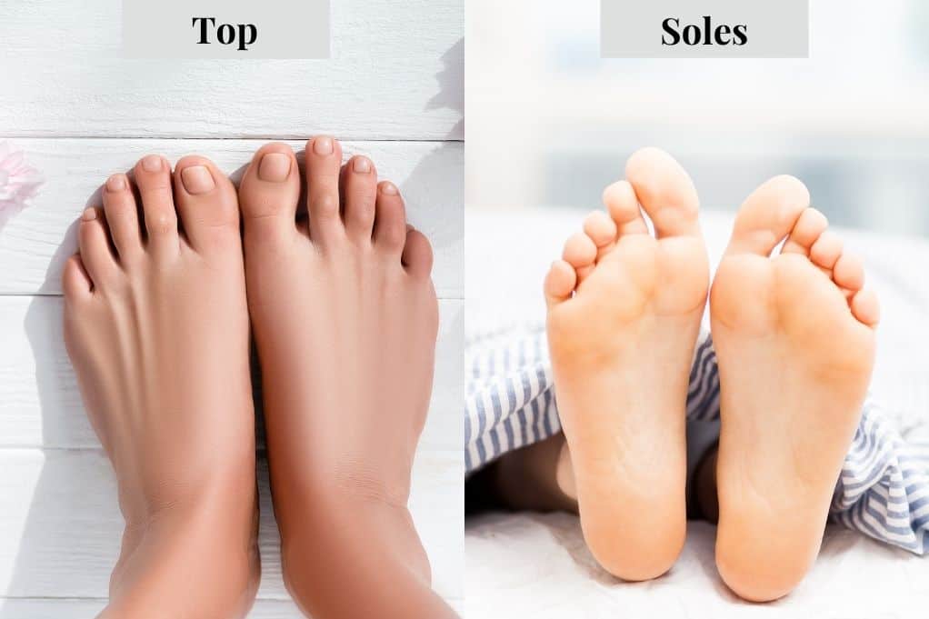 Top and soles of a woman's feet