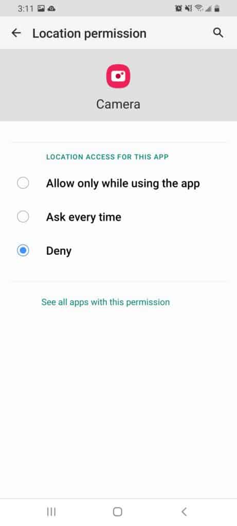Screenshot of phone showing GPS settings