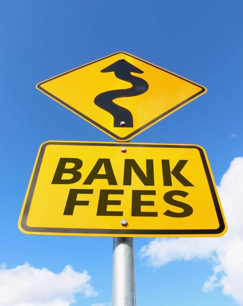 A highway sign that states; Bank Fees