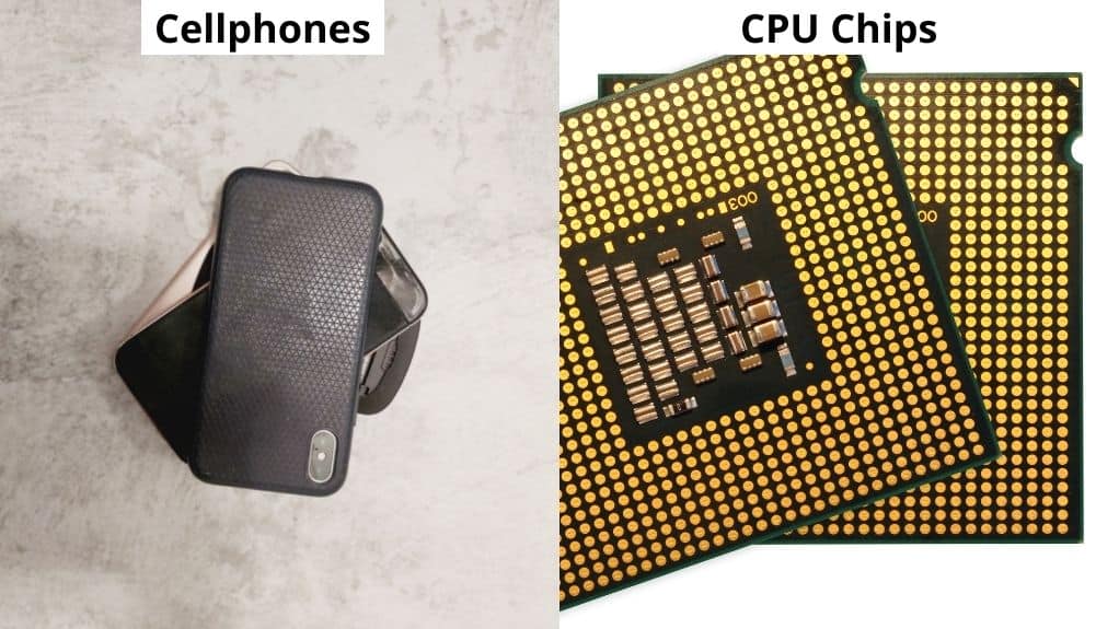 Scrap cellphones and computer CPU chips