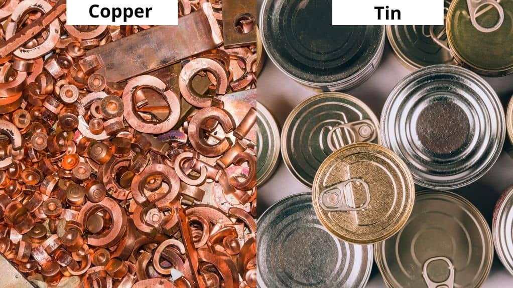 scrap copper and tin cans