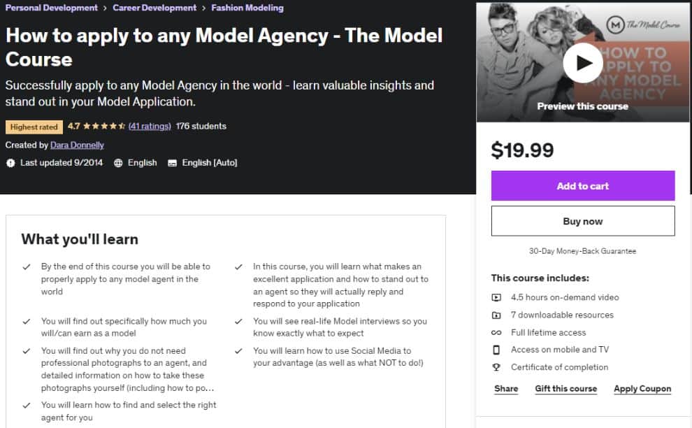 Udemy model agency course