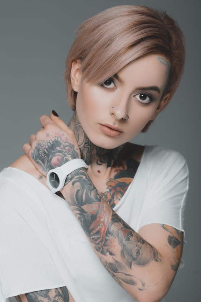 headshot of tattoo model
