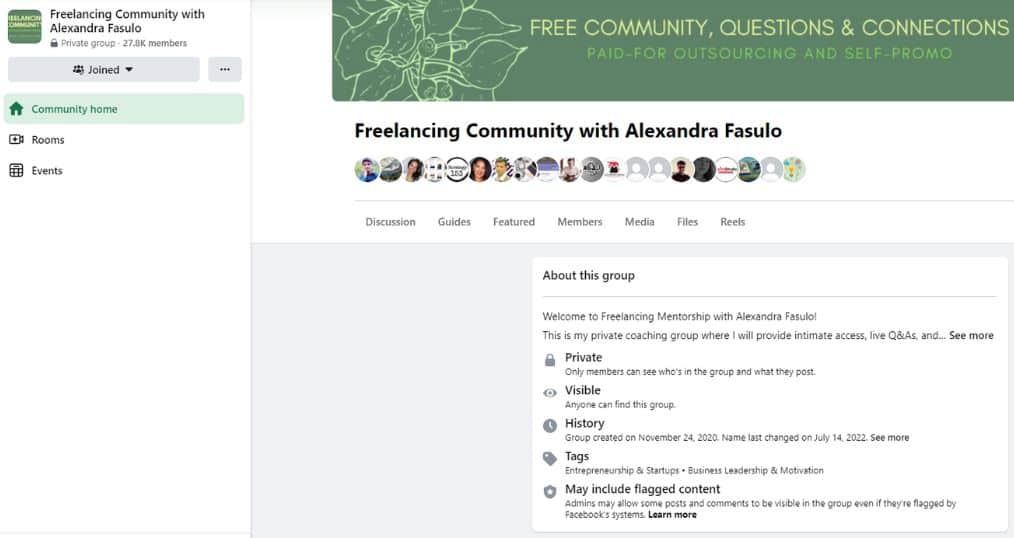 Facebook freelancing community