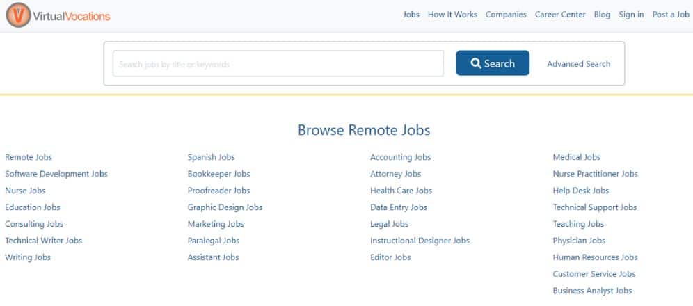 VirtualVocations online job listing platform