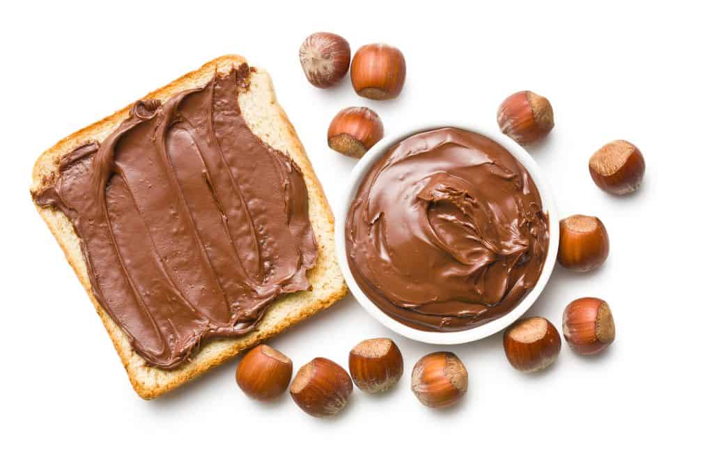 white bread with chocolate spread