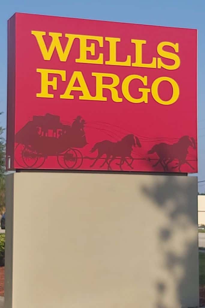 Wells Fargo classic red sign
