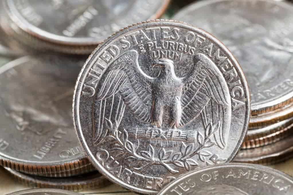 close up of an American quarter