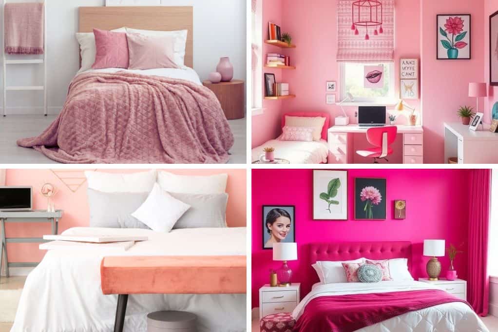 pink bedroom ideas collage